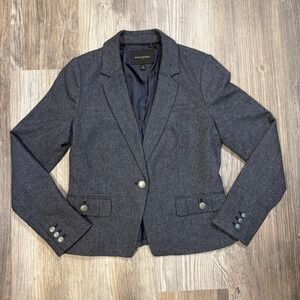 Banana Republic Women's Gray Herringbone Blazer Size 8 Single Button Jacket
